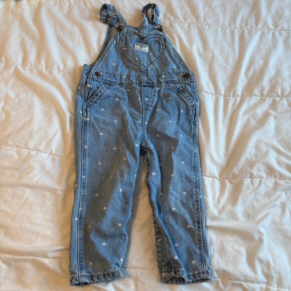 Oshkosh Denim Heart Overalls Valentines 24 months - Picture 1 of 9